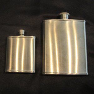 m New 8 oz & 2.5 oz Brushed Stainless Steel Hip Flasks